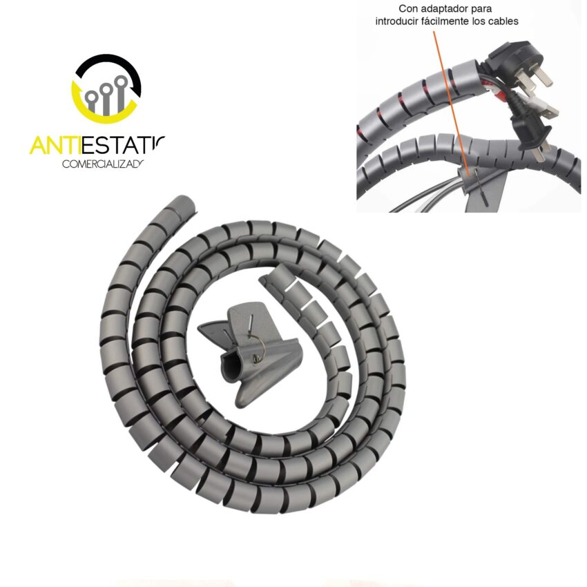 AMARRA CABLE EN ESPIRAL 22 MM X 1.8MTS GRIS