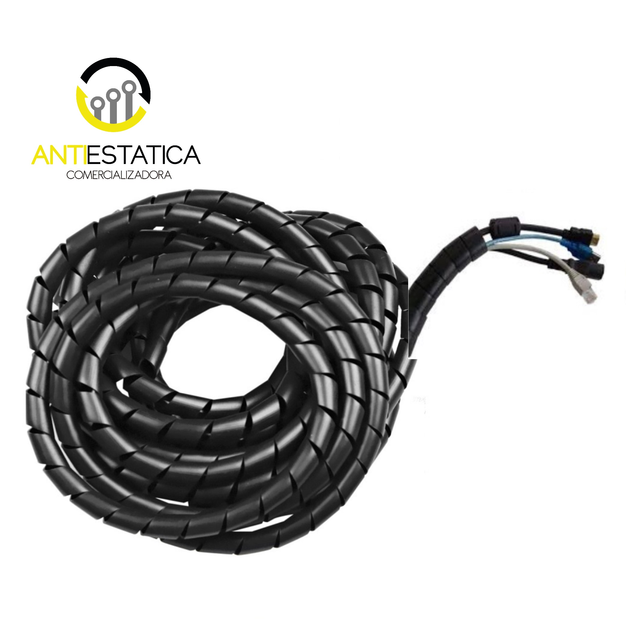 Amarra cables en espiral 8mm (1 metro longitud)(Negro) - Cimech 3d