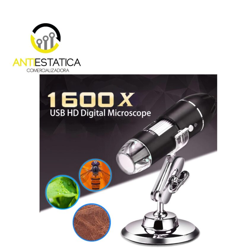 MICROSCOPIO USB 1600X LUZ LED 8 REGULABLE PC
