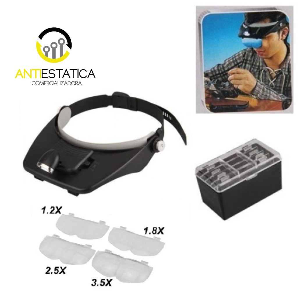 LUPA VISERA CON LUZ Y 4 LENTES INTERCAMBIABLES - Antiestatica