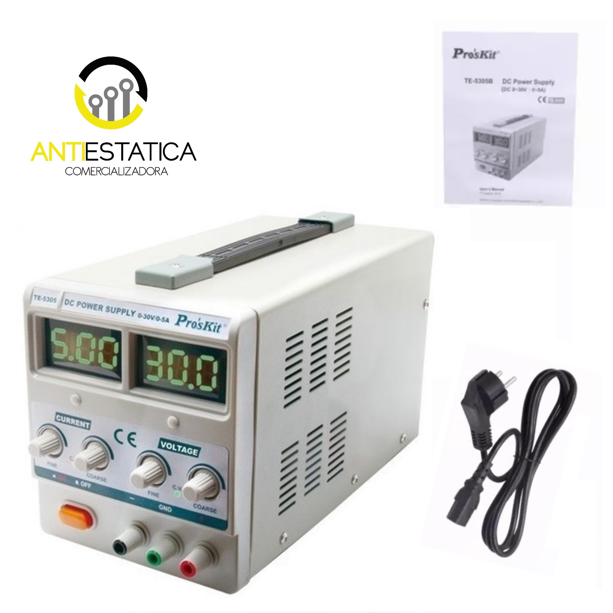 FUENTE DE PODER REGULABLE 30V/5A PROSKIT CON PROTECCION - Antiestatica