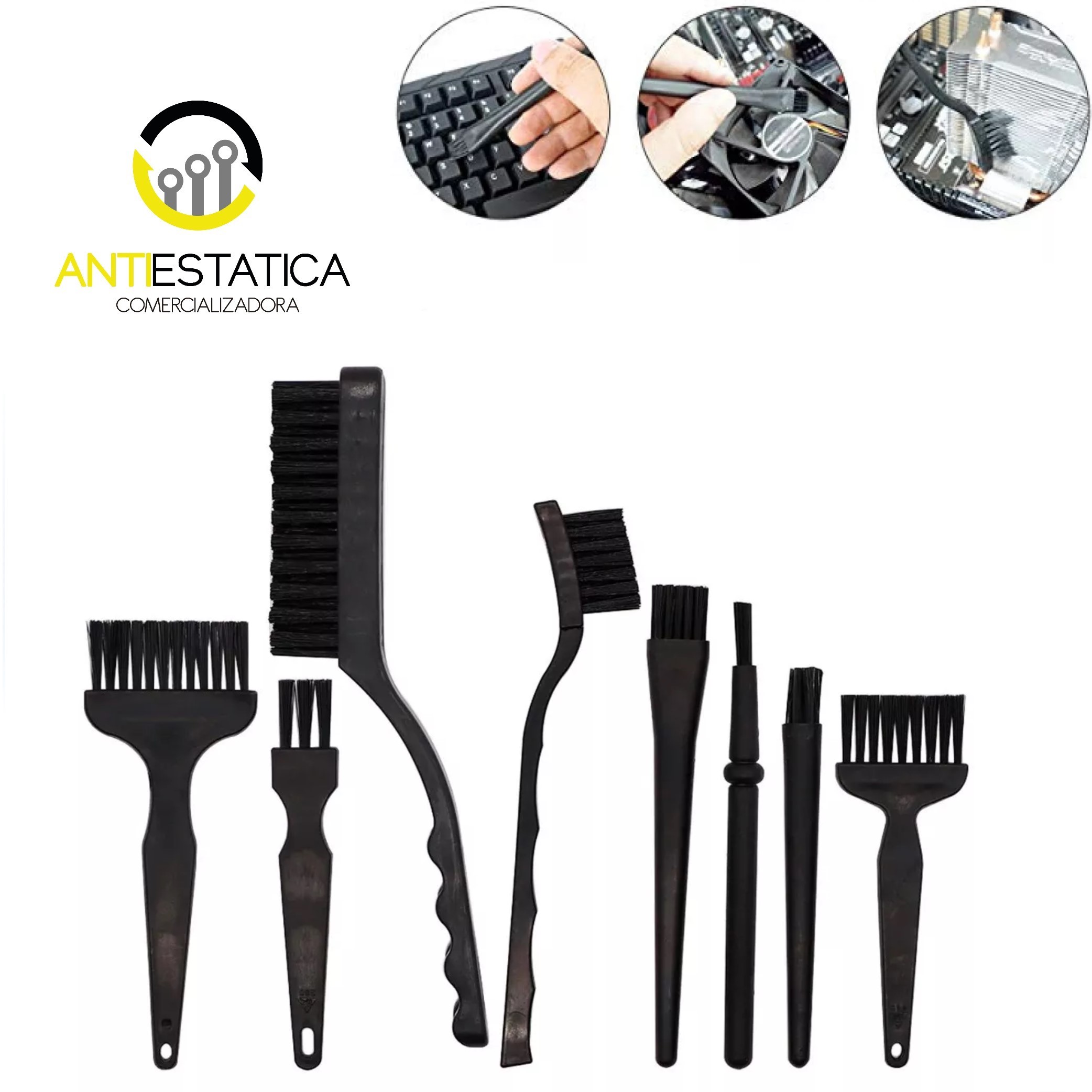 BROCHAS ANTIESTATICA ST 8 UNIDADES  CON CEPILLO GRANDE