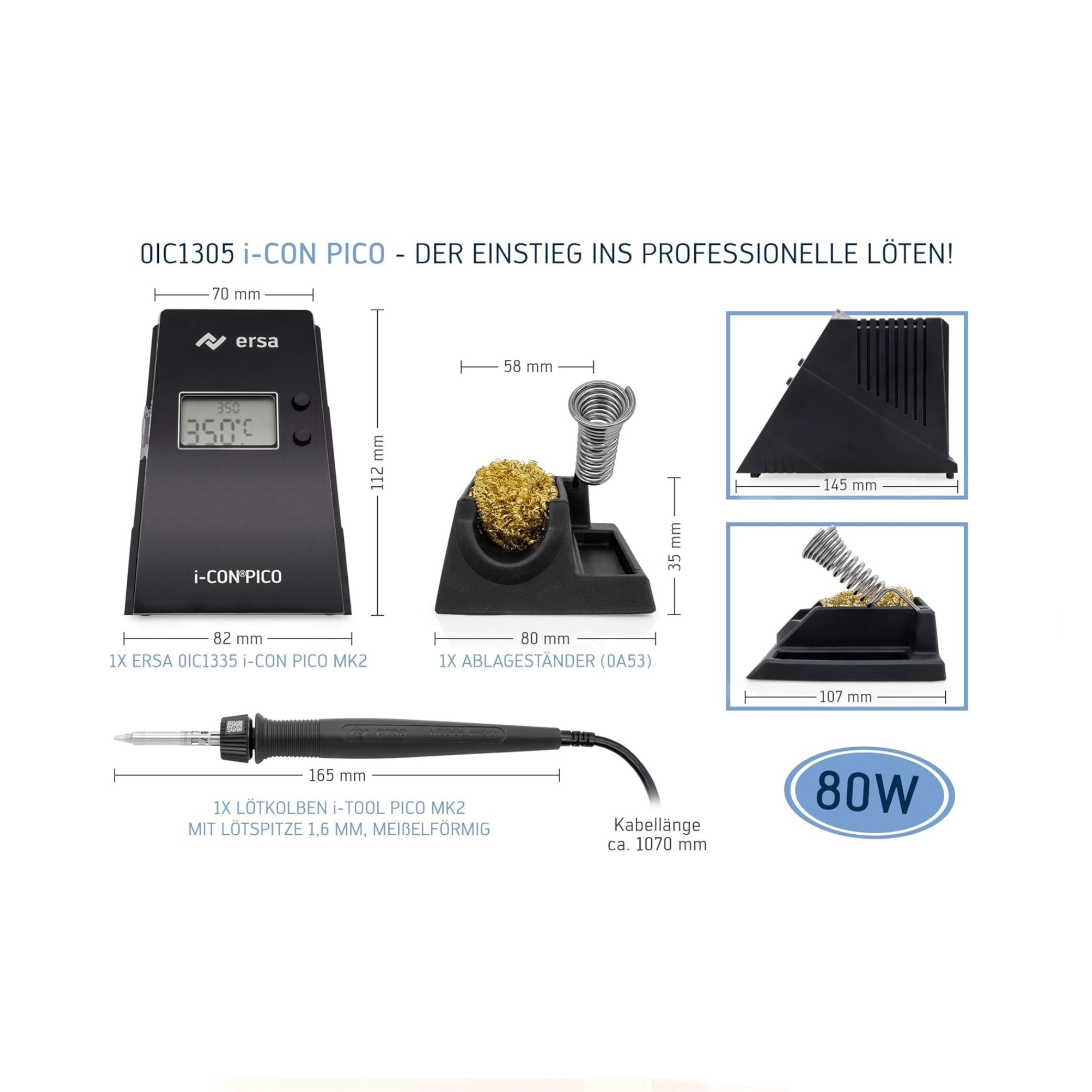 Estacion De Soldar Ersa I-con Picó, Con Cautin 130cdk, 220v - Imagen 2